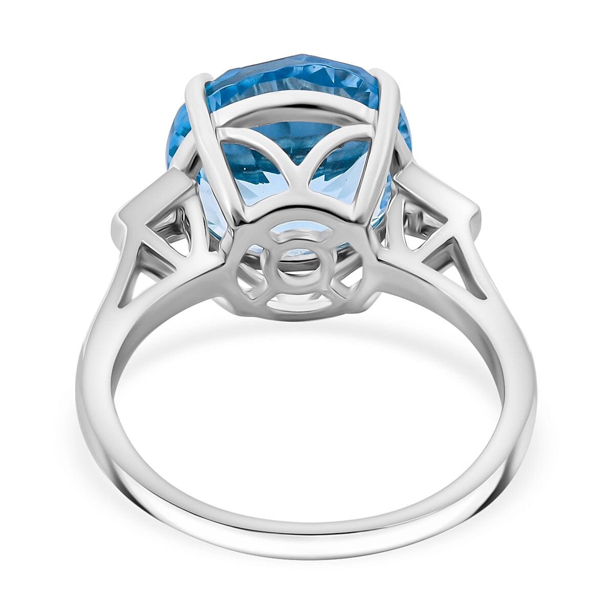 Skyblue Topaz &amp; Natural Zircon Ring in Rhodium Overlay Sterling Silver 8.65 Ct 7633076 14