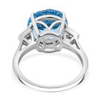 Skyblue Topaz & Natural Zircon Ring in Rhodium Overlay Sterling Silver 8.65 Ct