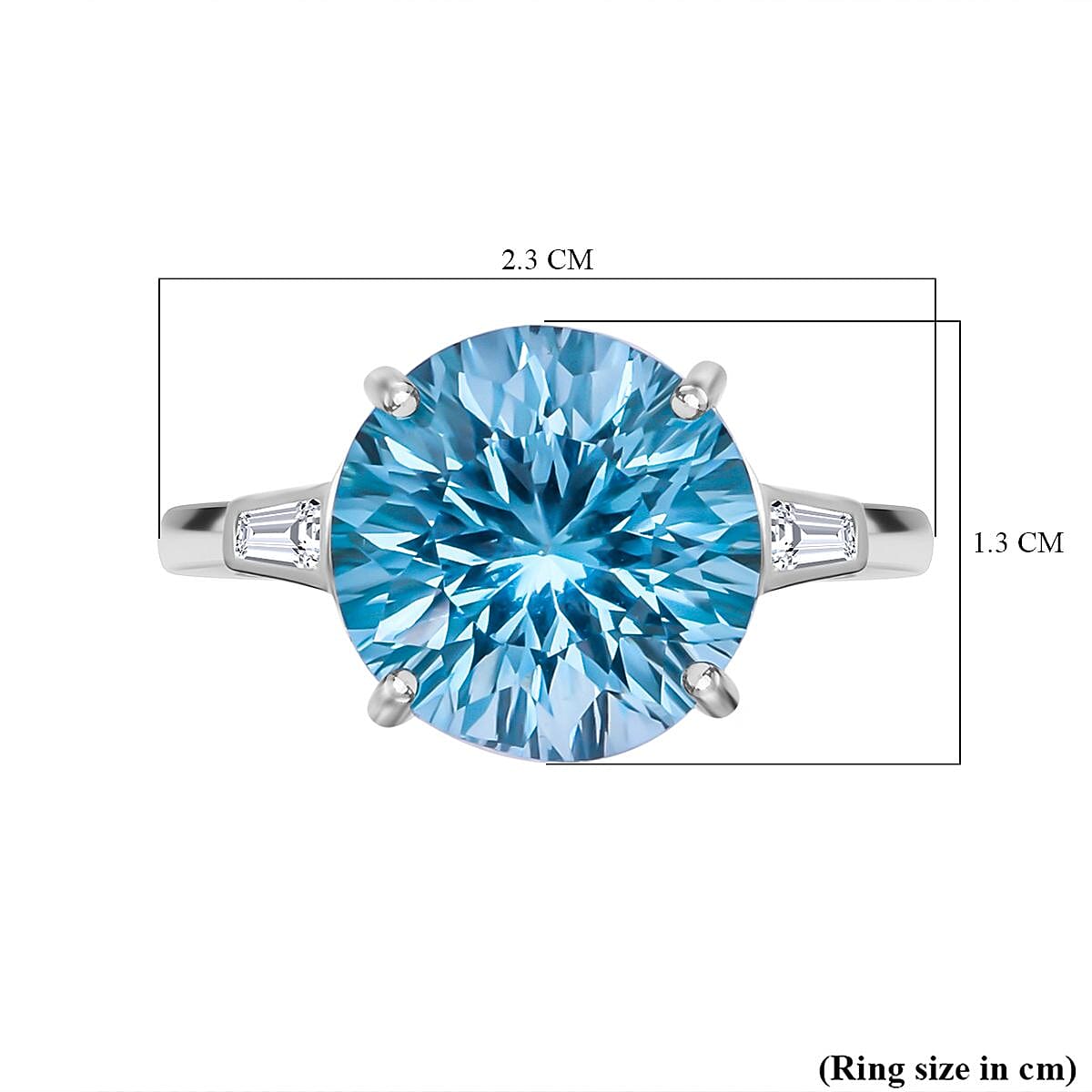 Skyblue Topaz &amp; Natural Zircon Ring in Rhodium Overlay Sterling Silver 8.65 Ct 7633076 17