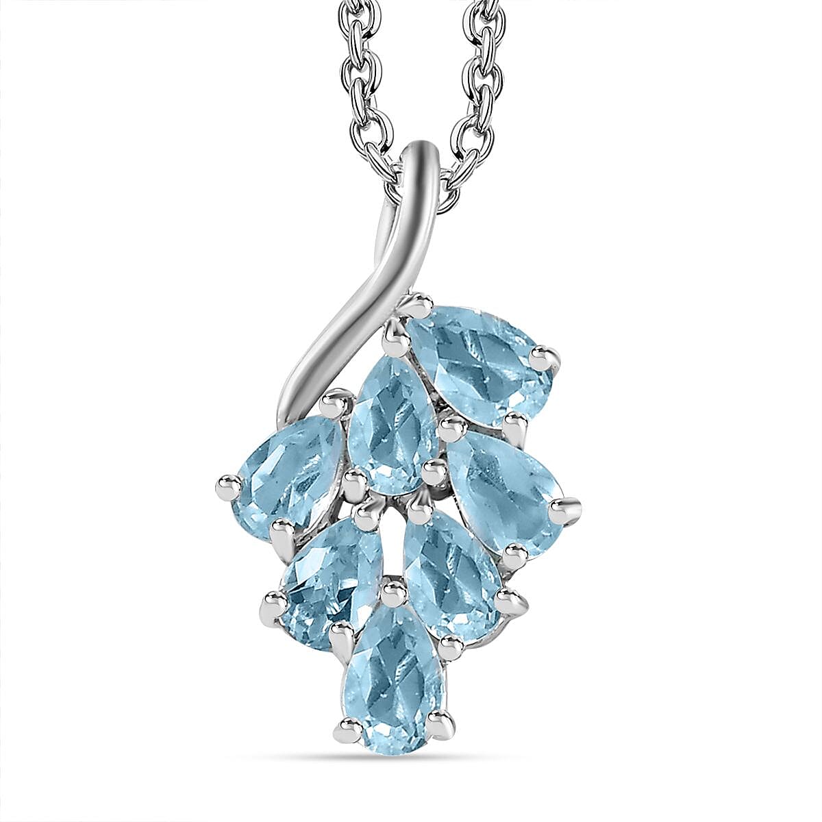 Skyblue Topaz Pendant with Chain (Size 20) in Platinum Overlay Sterling Silver  1.260  Ct. 4268080 0