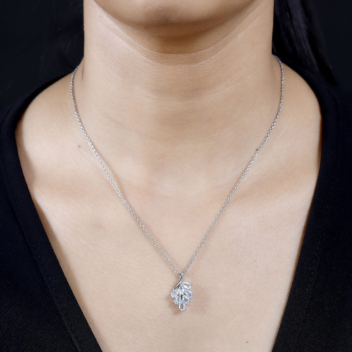 Skyblue Topaz Pendant with Chain (Size 20) in Platinum Overlay Sterling Silver  1.260  Ct. 4268080 1