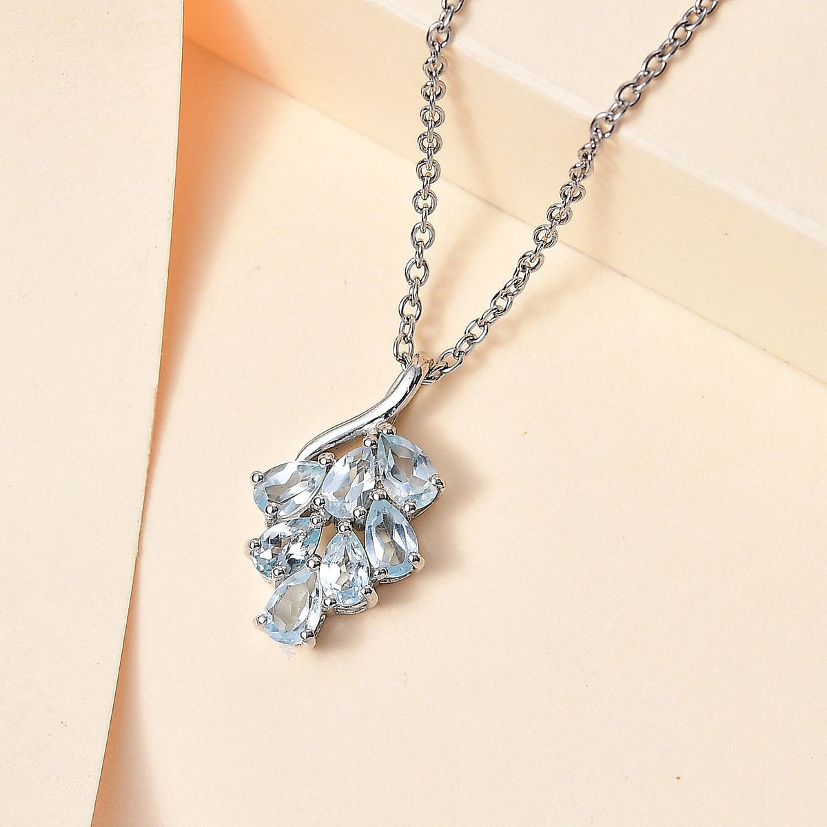Skyblue Topaz Pendant with Chain (Size 20) in Platinum Overlay Sterling Silver  1.260  Ct. 4268080 2