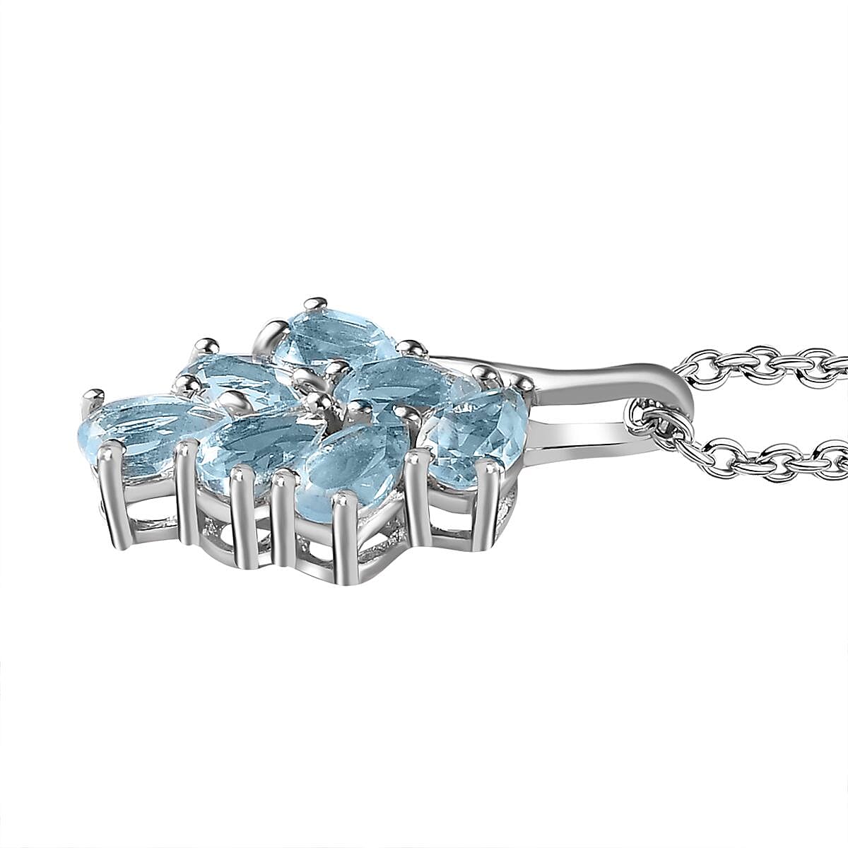 Skyblue Topaz Pendant with Chain (Size 20) in Platinum Overlay Sterling Silver  1.260  Ct. 4268080 3