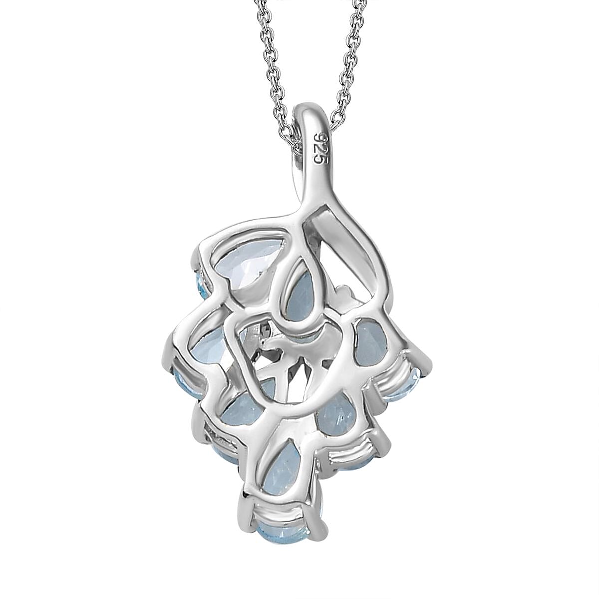 Skyblue Topaz Pendant with Chain (Size 20) in Platinum Overlay Sterling Silver  1.260  Ct. 4268080 4