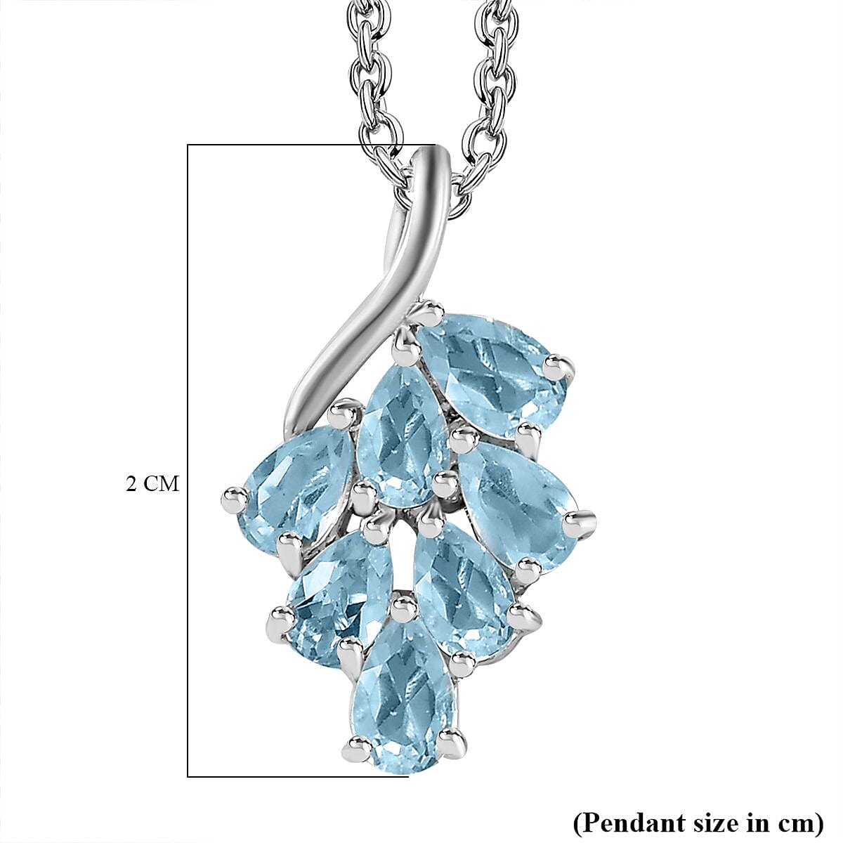 Skyblue Topaz Pendant with Chain (Size 20) in Platinum Overlay Sterling Silver  1.260  Ct. 4268080 5