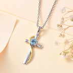 Sky BLue Topaz Pendant in Platinum Overlay Sterling Silver With Chain (Size 20)