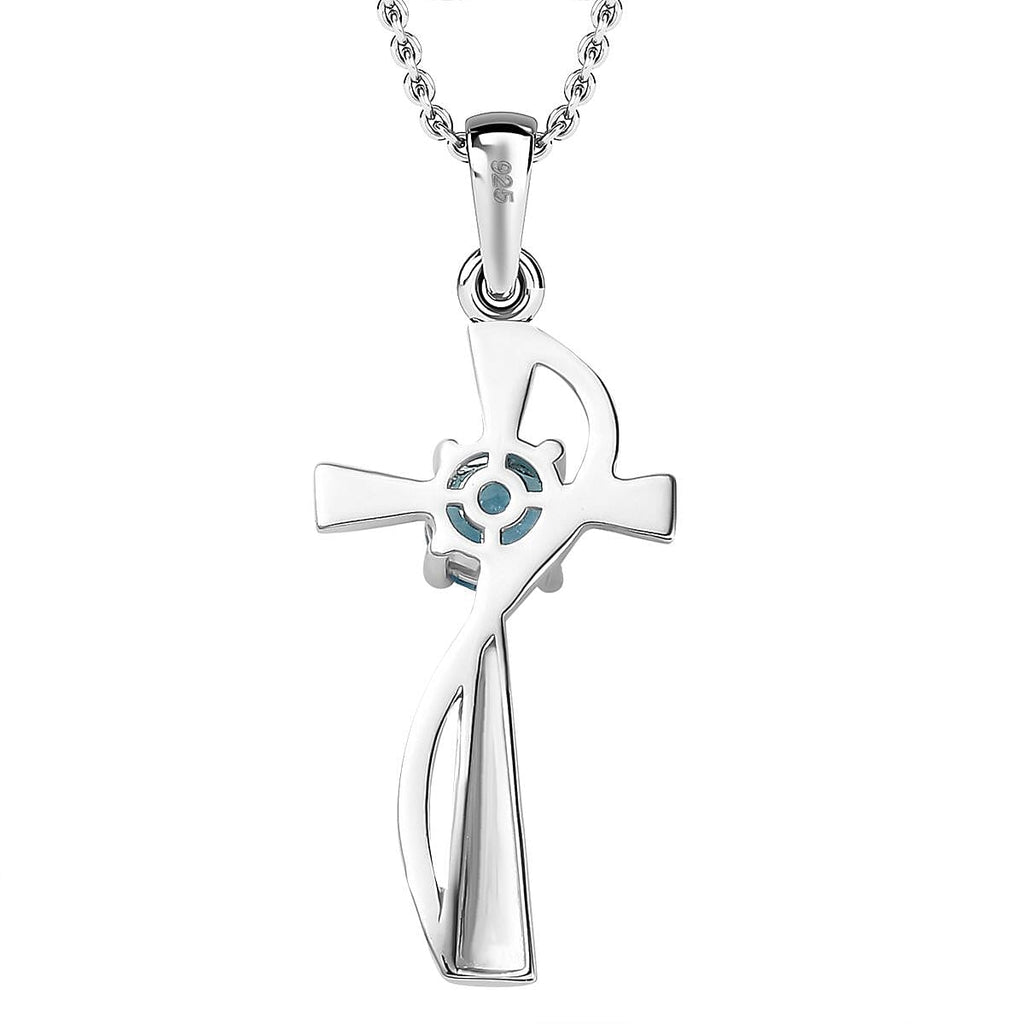 Sky BLue Topaz Pendant in Platinum Overlay Sterling Silver With Chain (Size 20)