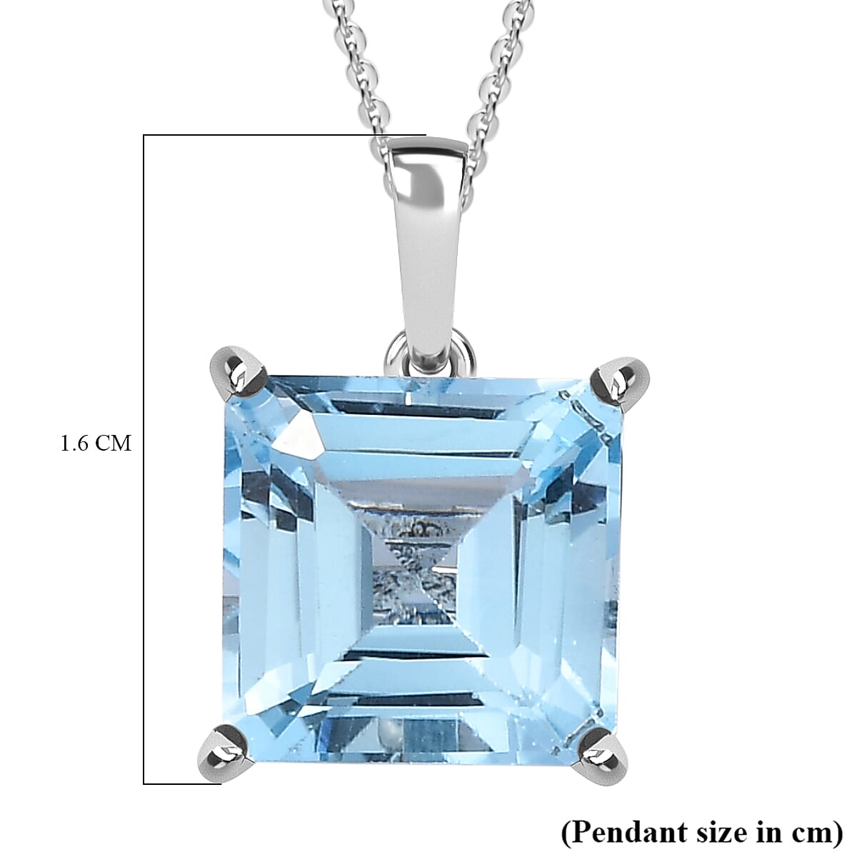 Skyblue Topaz (Asscher Cut) Pendant with Chain (Size 20) in Rhodium Overlay Sterling Silver  5.0 Ct 4280424 5