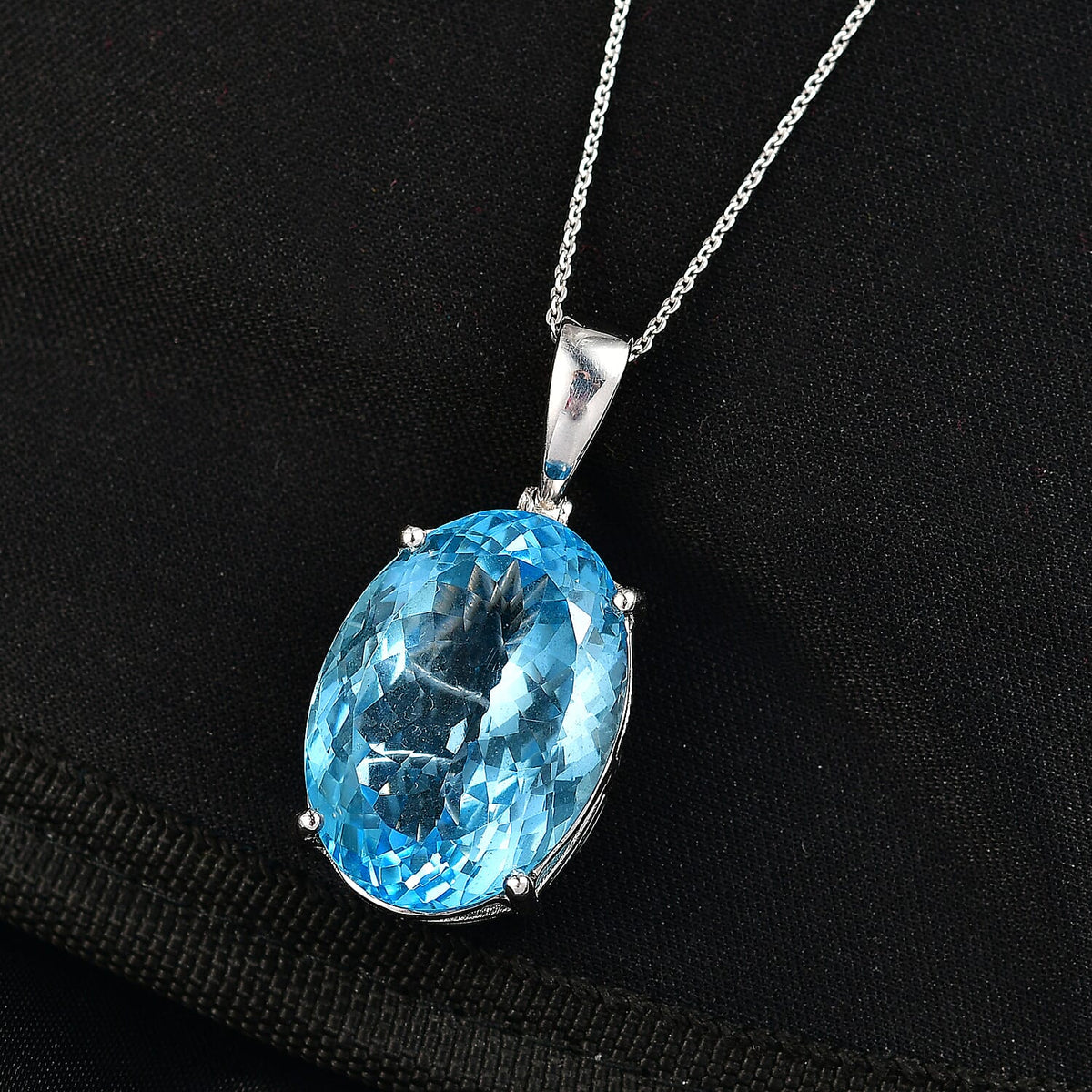 Elevate Your Elegance D'Joy Skyblue Topaz Pendant with Chain (Size - 20) in Rhodium Overlay Sterling Silver 44.05 Ct. 4434091 2