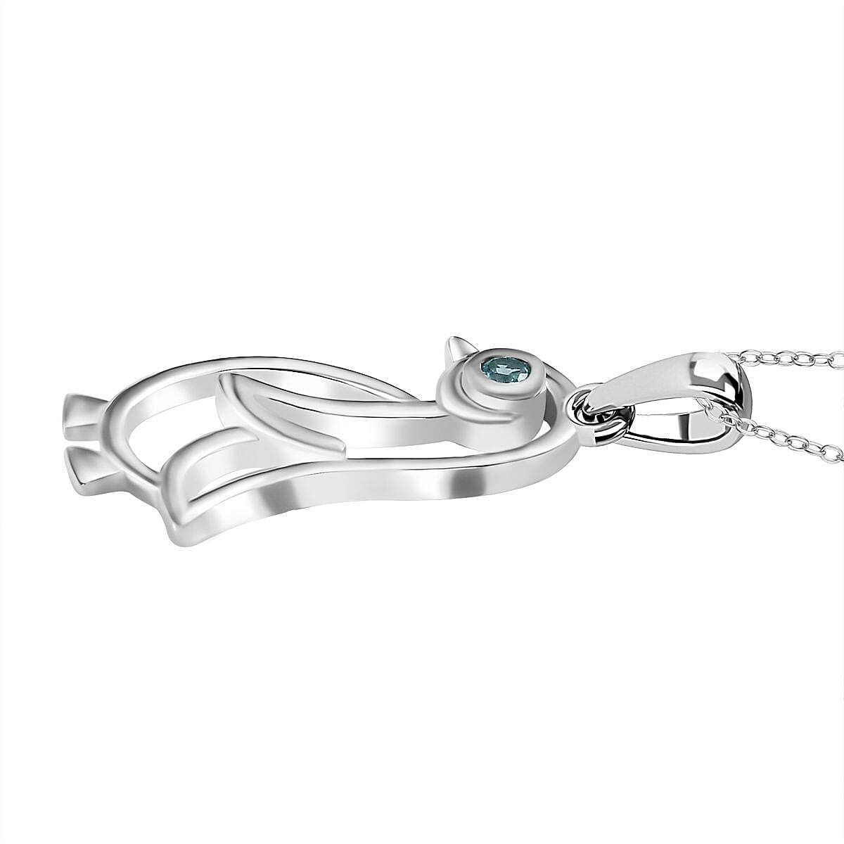 Skyblue Topaz Penguin Pendant with Chain (Size 20) in Rhodium Overlay Sterling Silver 4290949 4