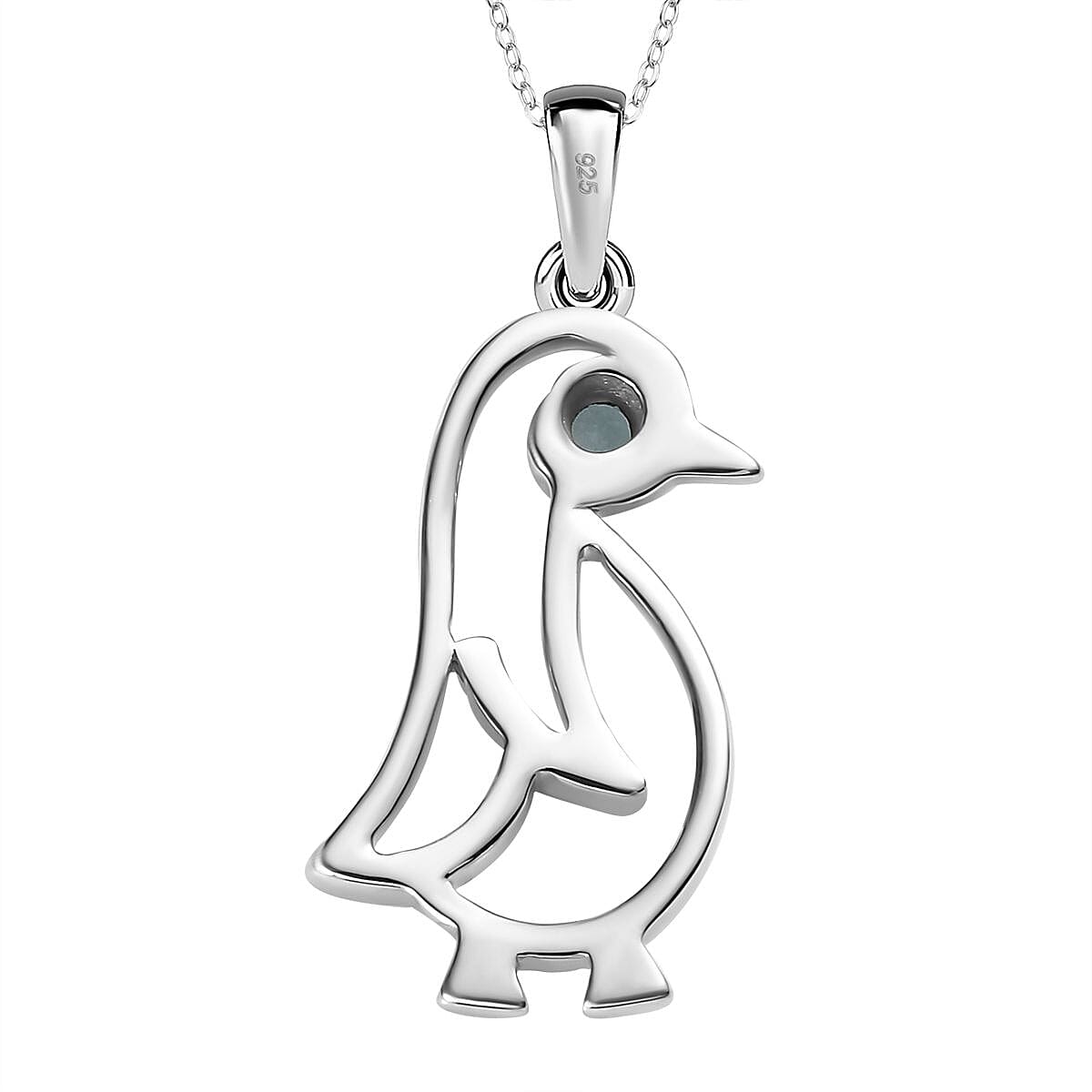 Skyblue Topaz Penguin Pendant with Chain (Size 20) in Rhodium Overlay Sterling Silver 4290949 5