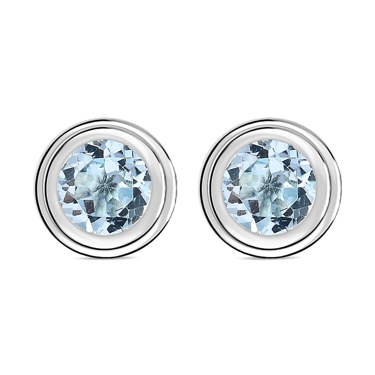 Skyblue Topaz Soliatire Stud Earrings in Sterling Silver 1.70 Ct V32530467 2