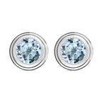 Skyblue Topaz Stud Solitaire Earrings with Push Back in Sterling Silver 1.74 Ct.