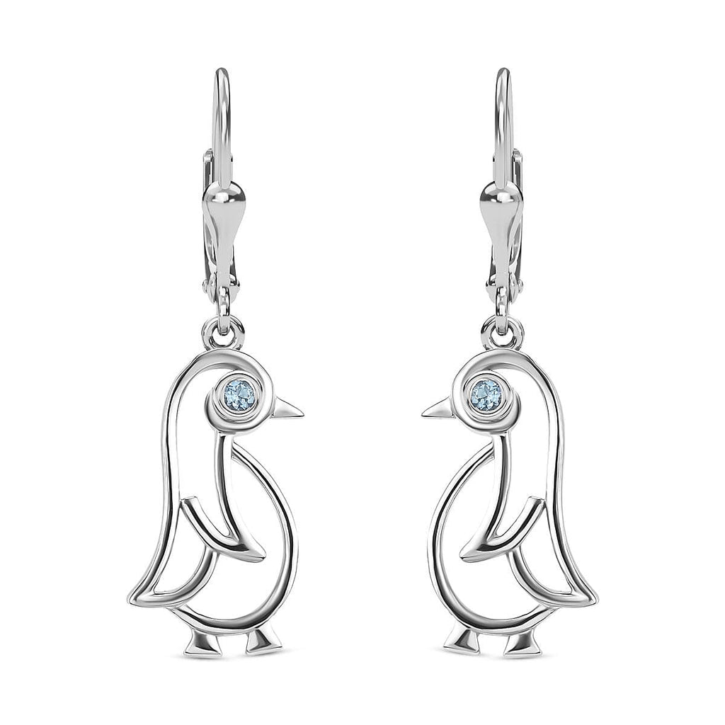 Skyblue Topaz  Solitaire Lever Back Earrings in rhodium Sterling Silver