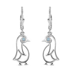 Skyblue Topaz  Solitaire Lever Back Earrings in rhodium Sterling Silver