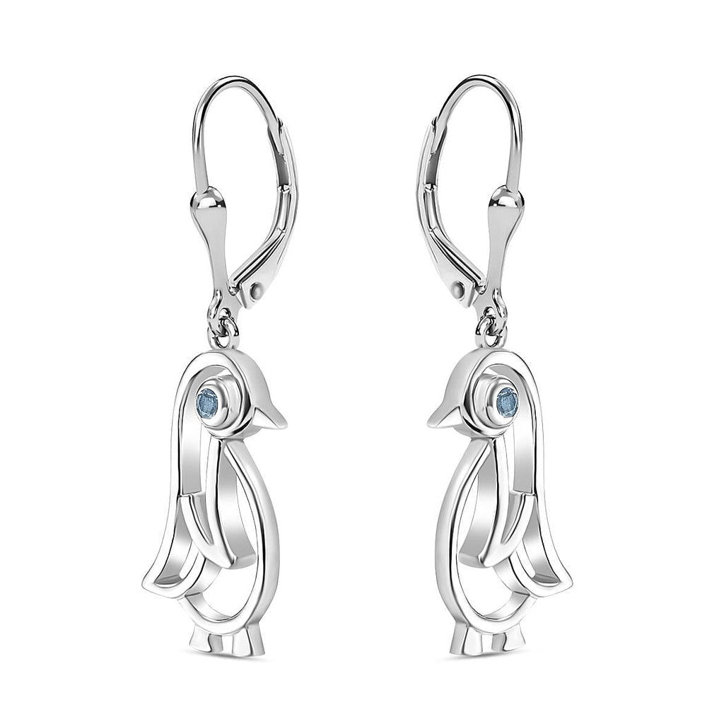 Skyblue Topaz  Solitaire Lever Back Earrings in rhodium Sterling Silver