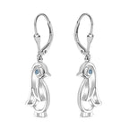 Skyblue Topaz  Solitaire Lever Back Earrings in rhodium Sterling Silver