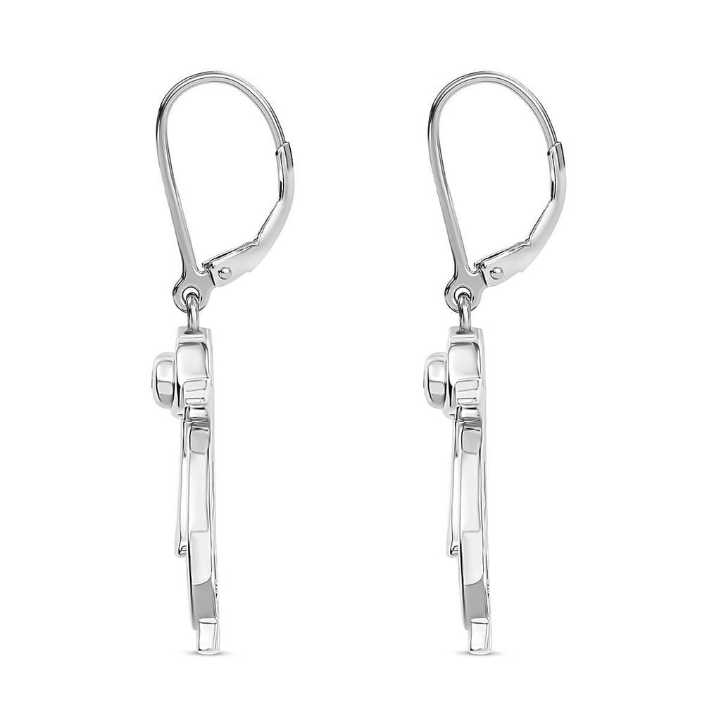 Skyblue Topaz  Solitaire Lever Back Earrings in rhodium Sterling Silver