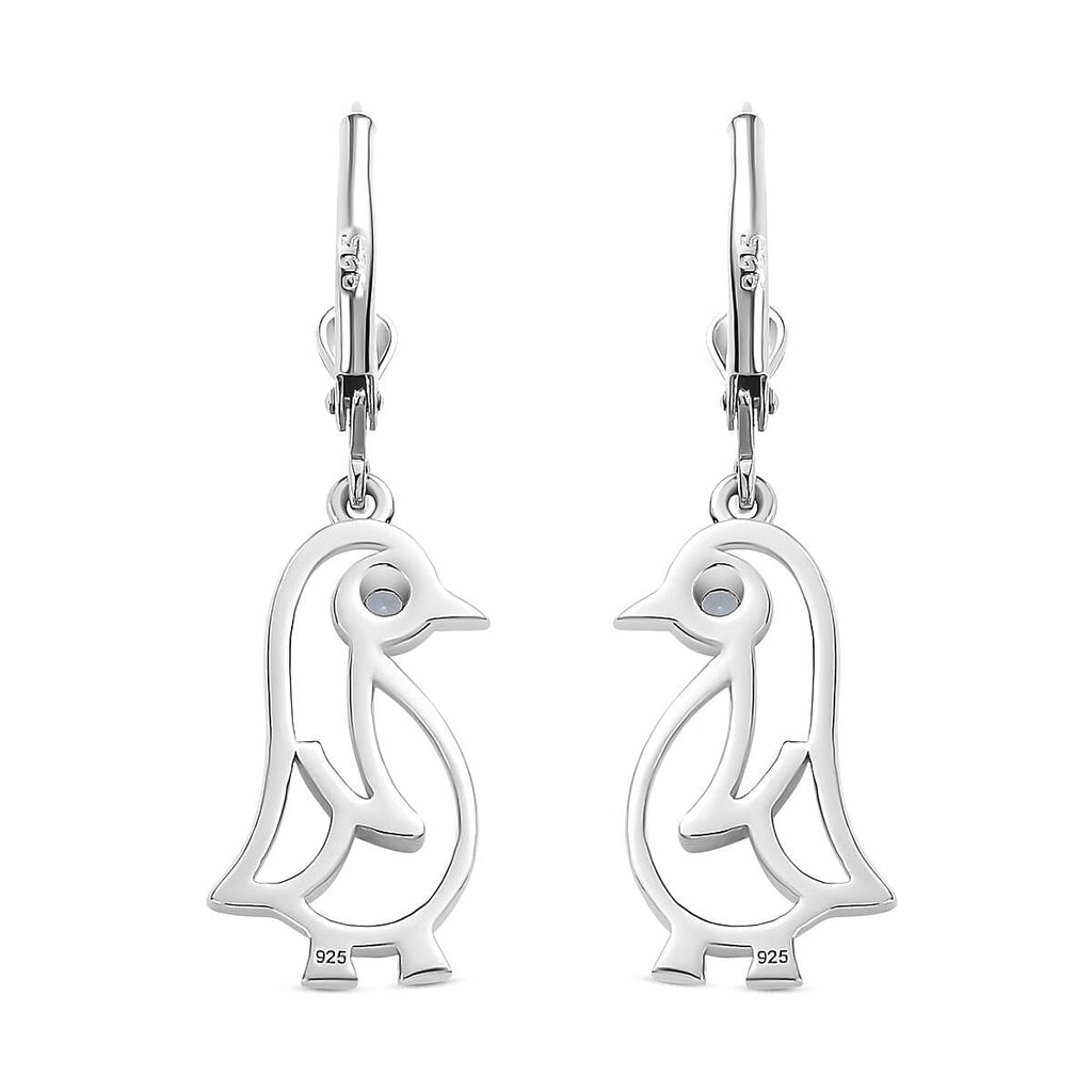Skyblue Topaz  Solitaire Lever Back Earrings in rhodium Sterling Silver