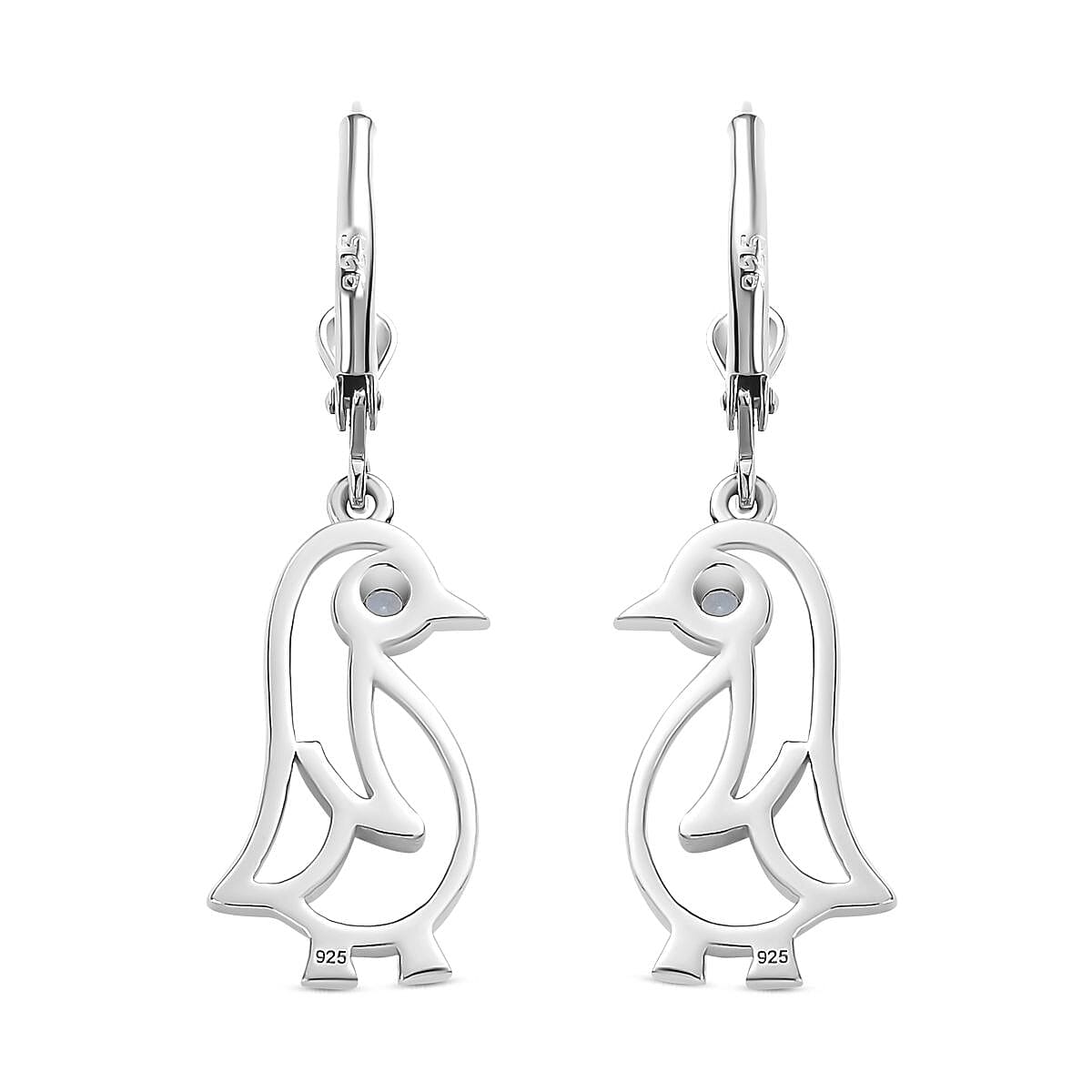 Skyblue Topaz Solitaire Penguin Earrings in Rhodium Overlay Sterling Silver 7829970 6