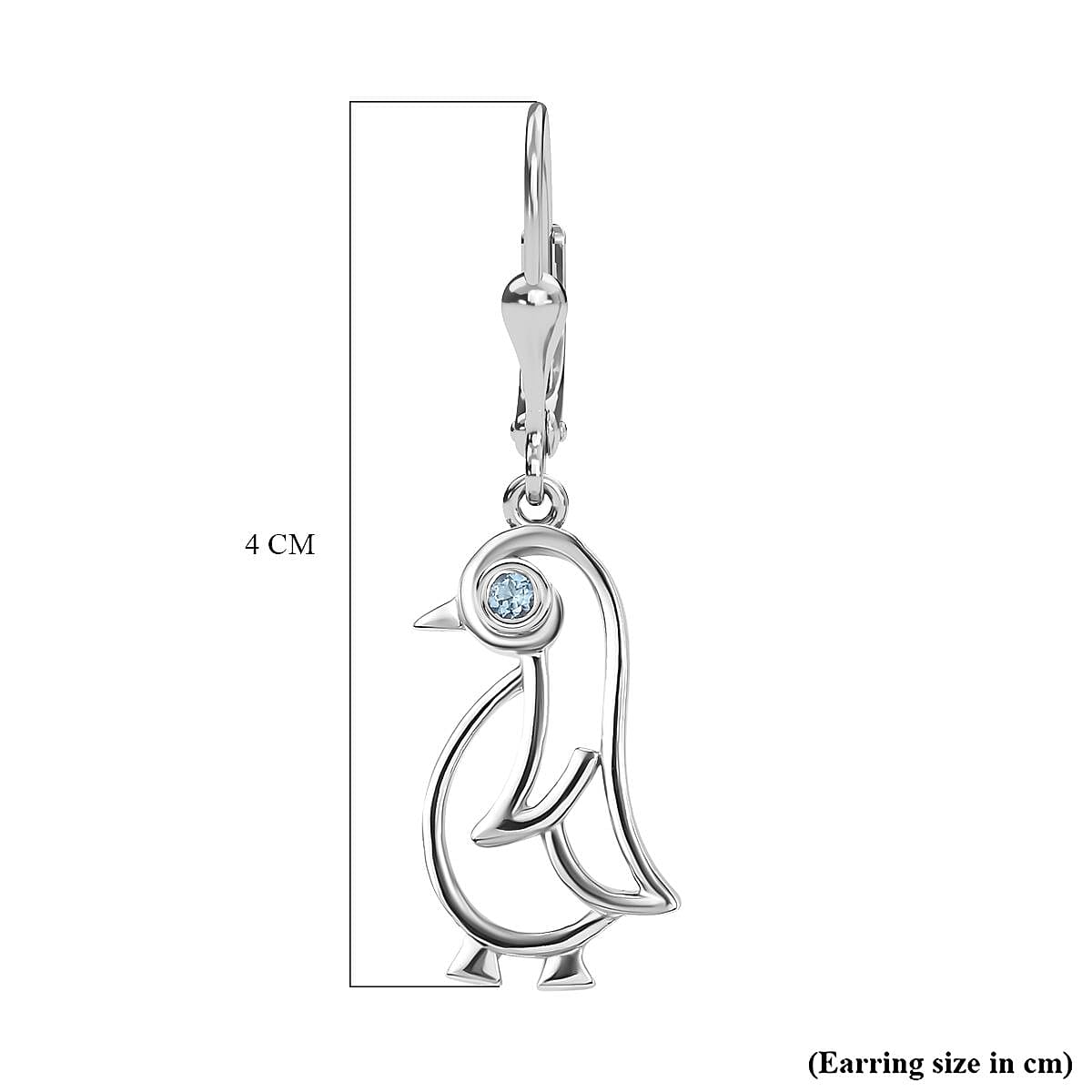 Skyblue Topaz Solitaire Penguin Earrings in Rhodium Overlay Sterling Silver 7829970 7