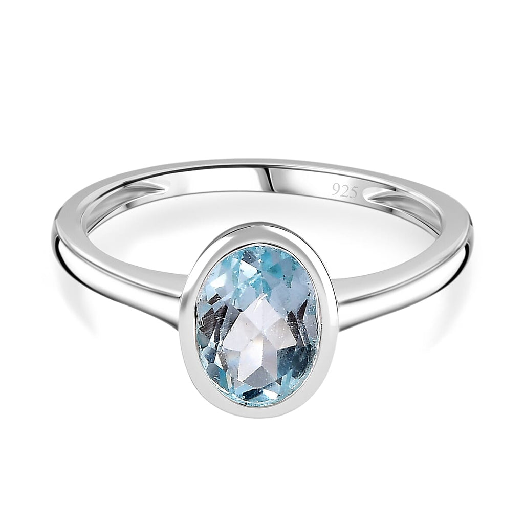 Skyblue Topaz Solitaire Ring Sterling Silver 1.15 ct