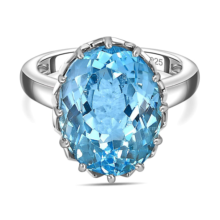 Skyblue Topaz Solitaire Ring in Platinum Overlay Sterling Silver 9.52 Ct. 7577179 1