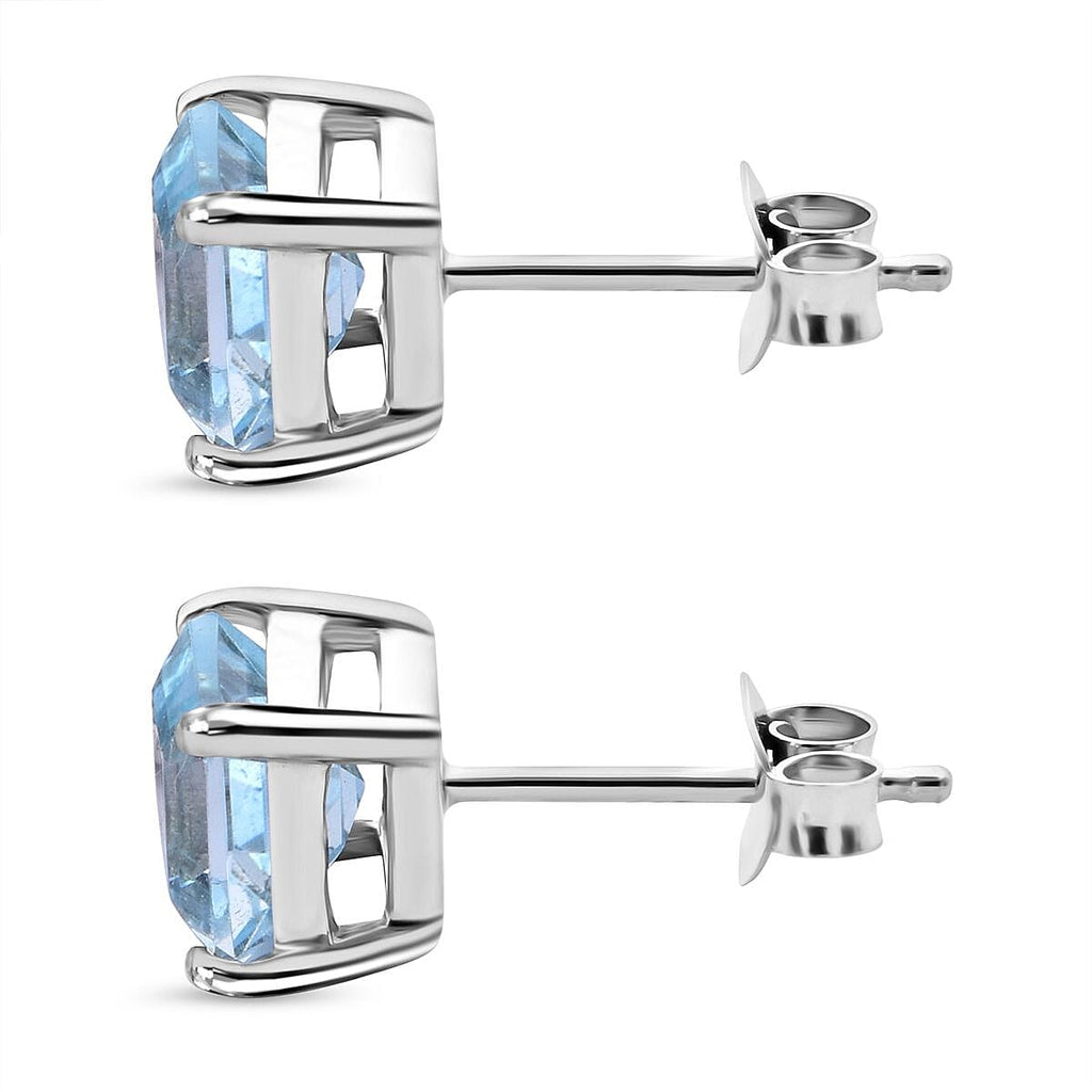 Skyblue Topaz Earring in Rhodium Overlay Sterling Silver 2.78 Ct.
