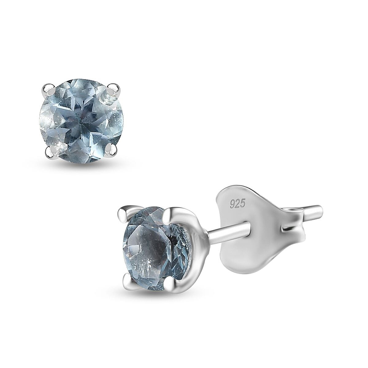 Sky Blue Topaz Solitaire Stud Earrings in Platinum Overlay Sterling Silver 1.30 Ct 7746237 0