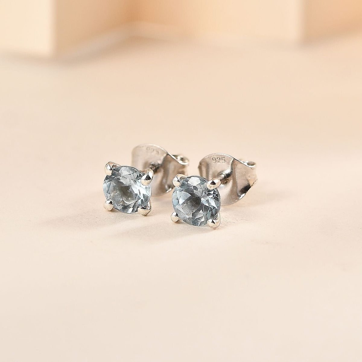 Sky Blue Topaz Solitaire Stud Earrings in Platinum Overlay Sterling Silver 1.30 Ct 7746237 1