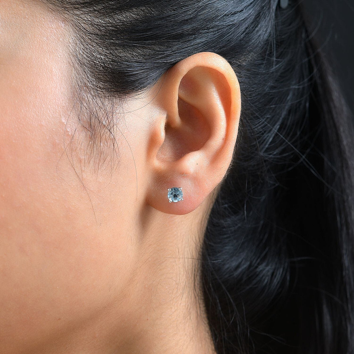 Sky Blue Topaz Solitaire Stud Earrings in Platinum Overlay Sterling Silver 1.30 Ct 7746237 2
