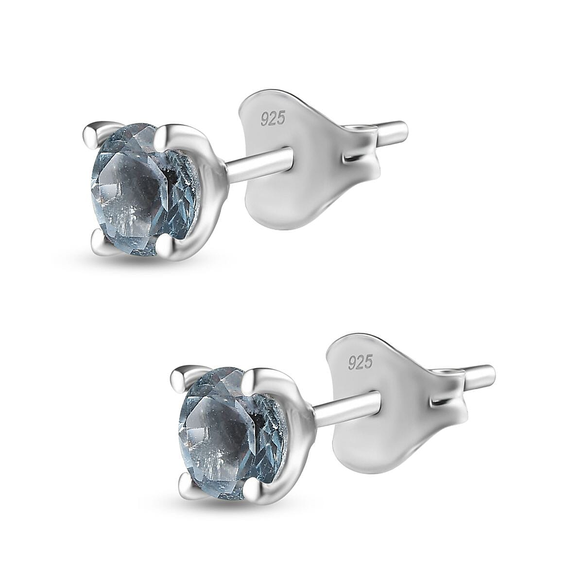 Sky Blue Topaz Solitaire Stud Earrings in Platinum Overlay Sterling Silver 1.30 Ct 7746237 3