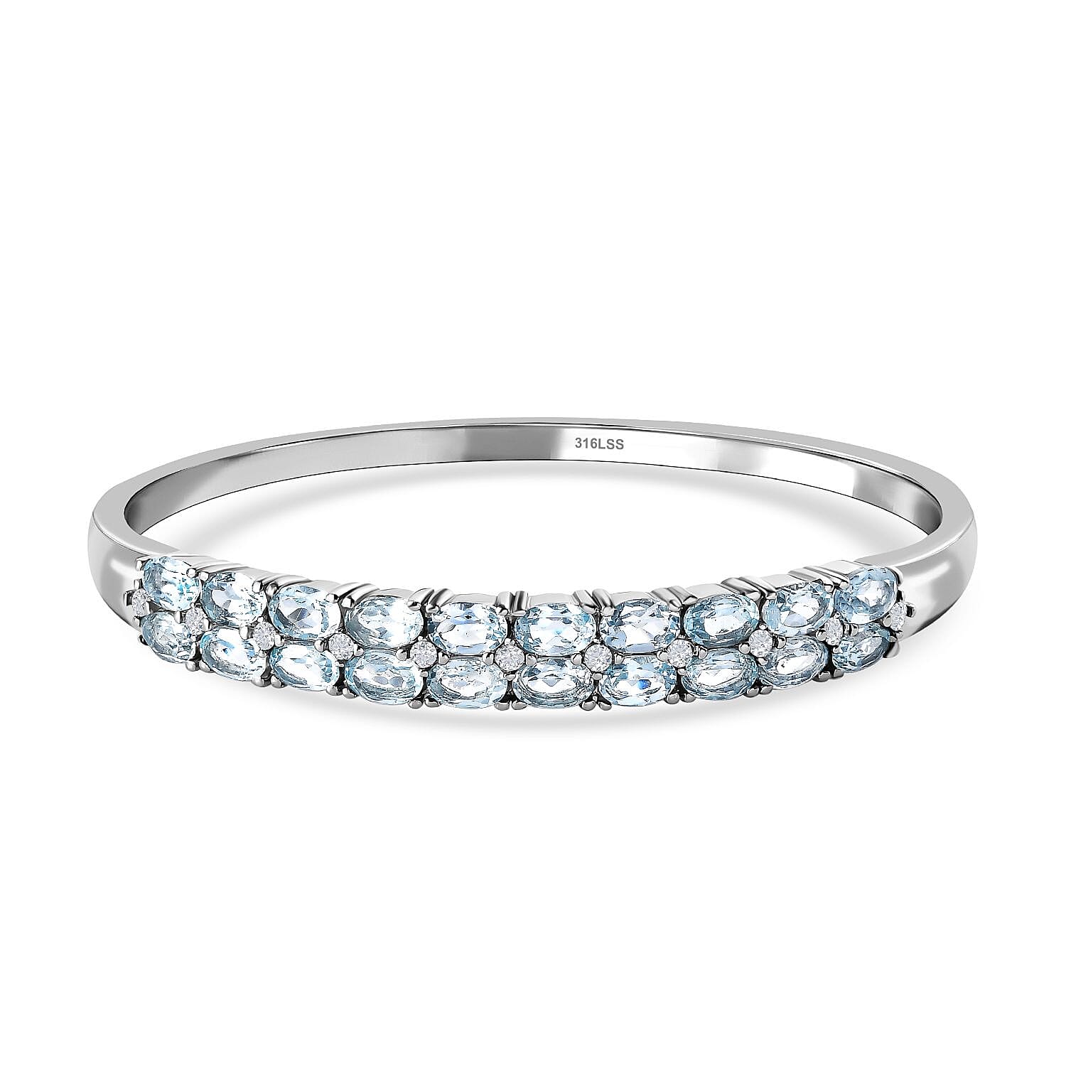 EverTrue Skyblue Topaz &amp; Natural Zircon Bangle (Size - 7.5) 10.97 Ct. 7282983 0