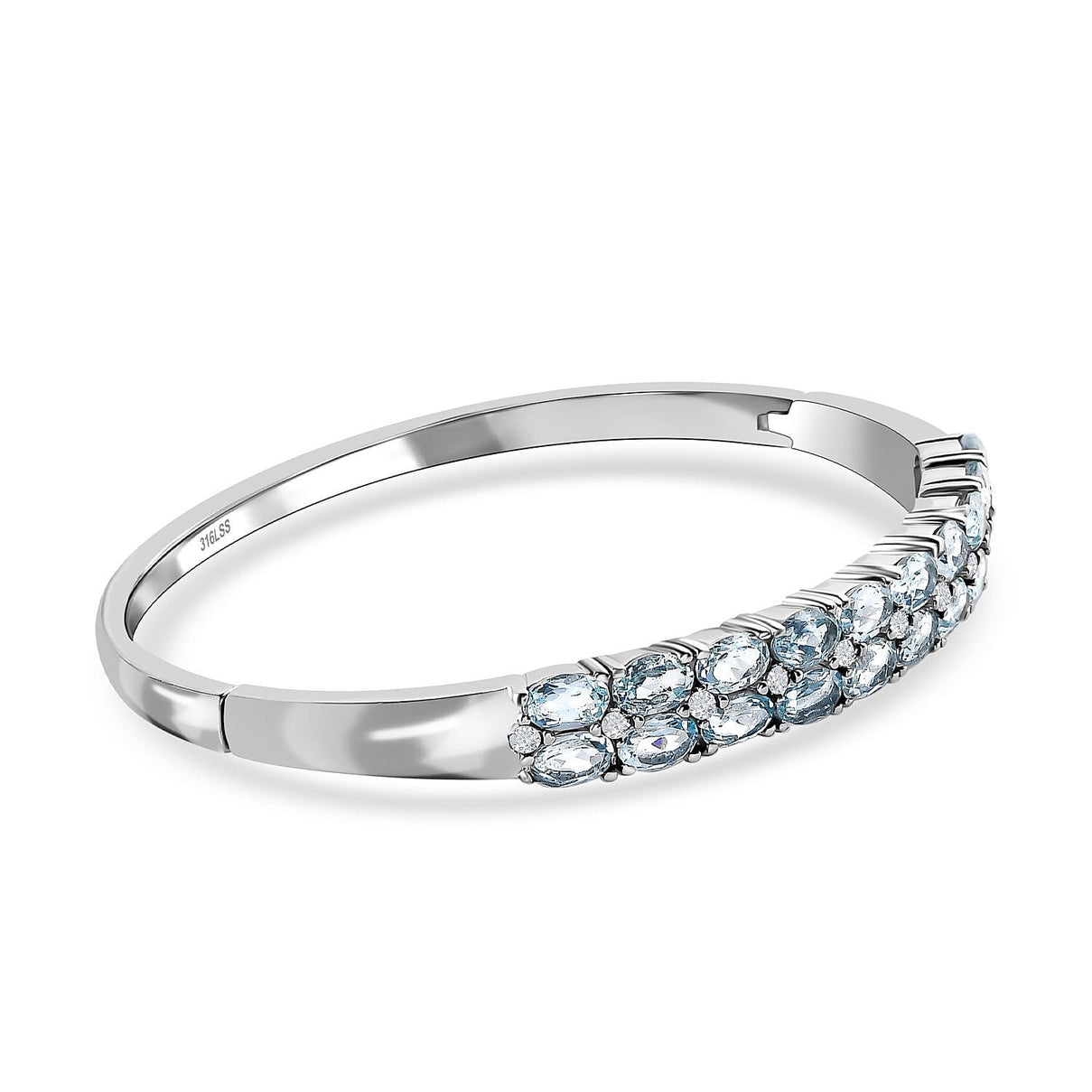 EverTrue Skyblue Topaz &amp; Natural Zircon Bangle (Size - 7.5) 10.97 Ct. 7282983 4