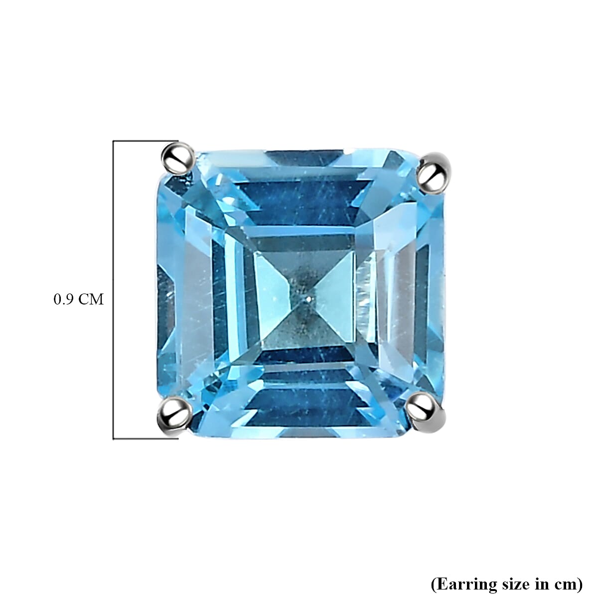 Skyblue Topaz (Asscher Cut) Stud Earrings (with Push Back) in Platinum Overlay Sterling Silver 6.28 Ct. 7140933 5