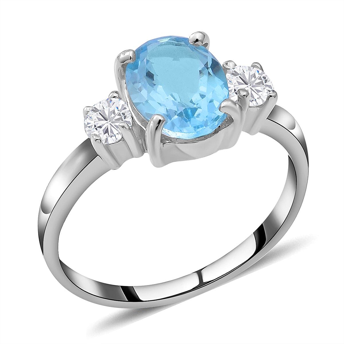 Skyblue Topaz and White Topaz Ring in Sterling Silver 2.03 Ct. 7010658 4