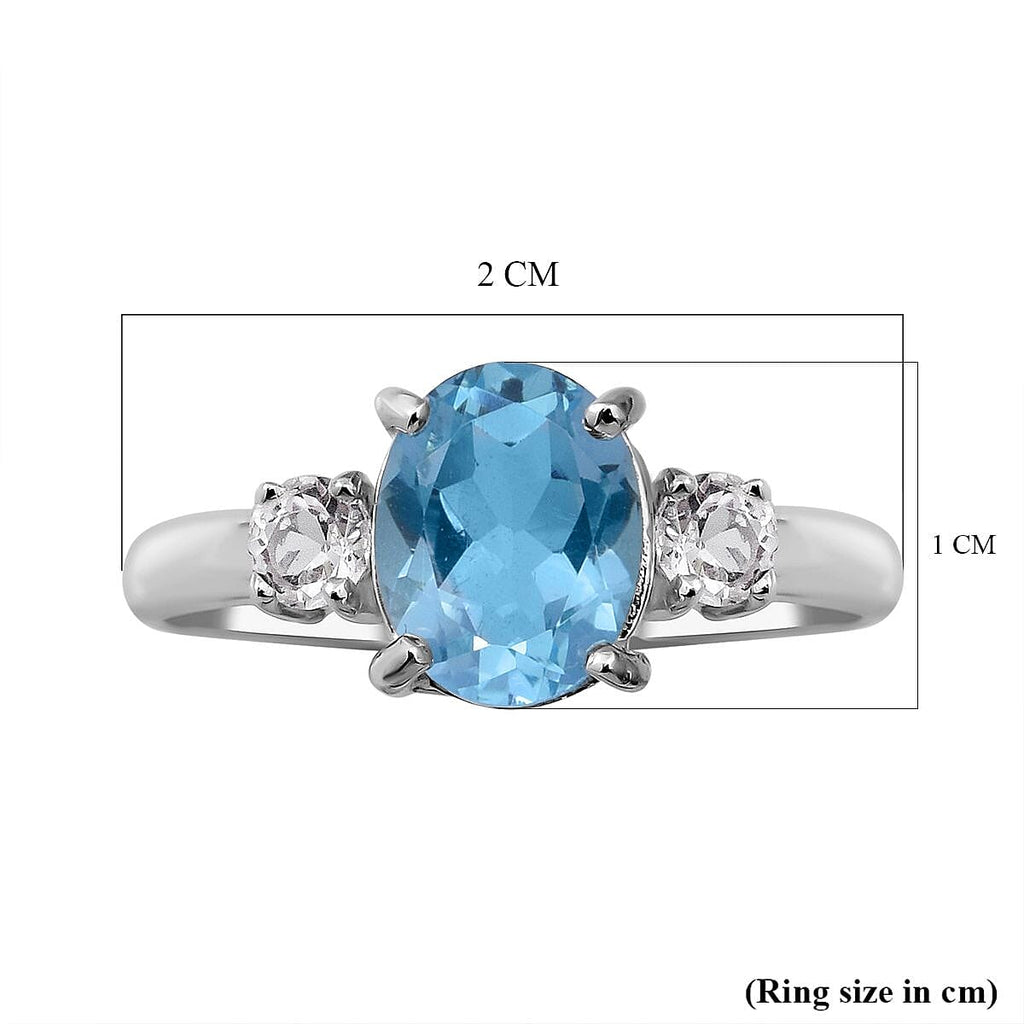 Skyblue Topaz and White Topaz Ring in Sterling Silver 2.03 Ct.