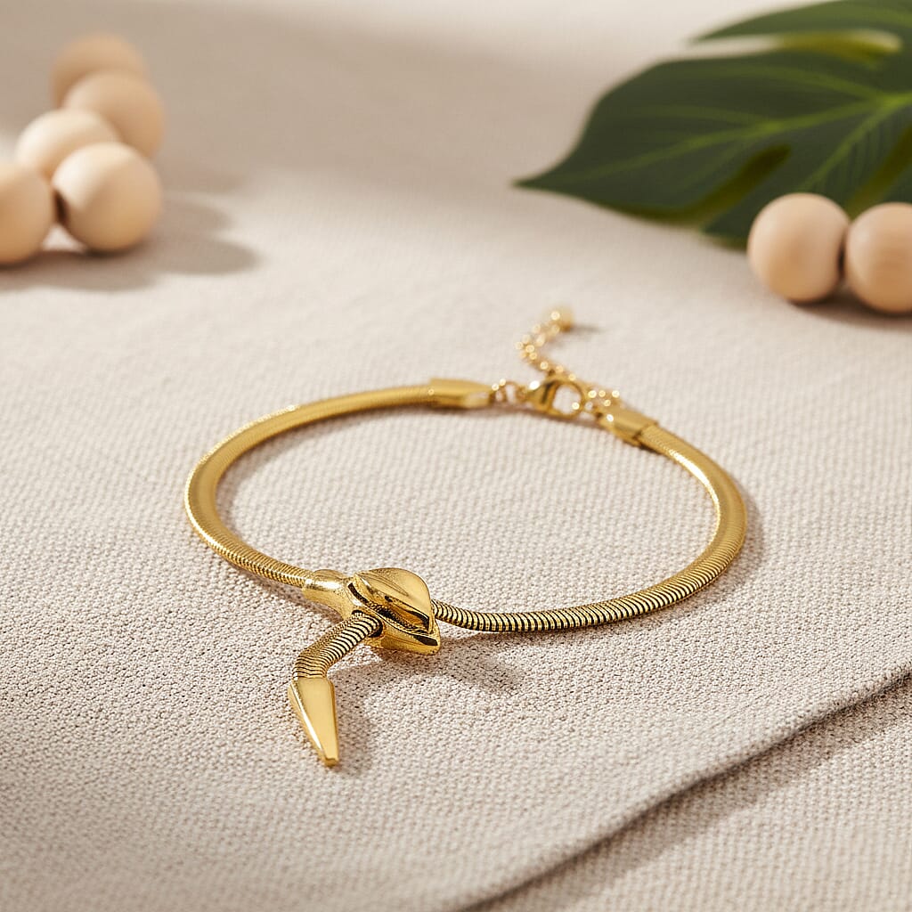 Sleek Snake Bracelet (Size - 9) in Yellow Gold Tone V32514614 2