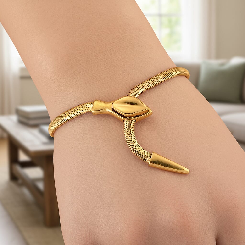 Sleek Snake Bracelet (Size - 9) in Yellow Gold Tone V32514614 3