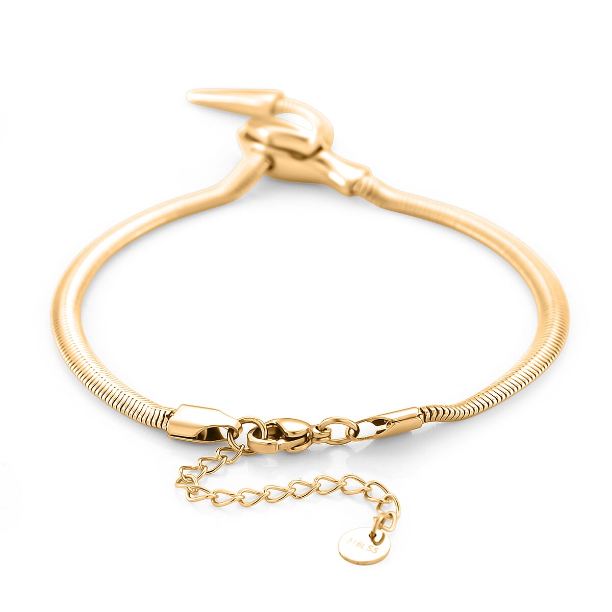Sleek Snake Bracelet (Size - 9) in Yellow Gold Tone V32514614 4