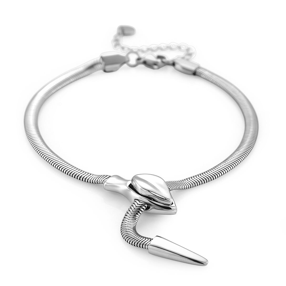 Sleek Snake Bracelet (Size - 9) in Silver Tone 8272578 0