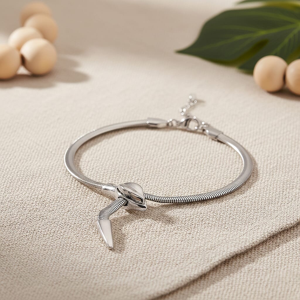 Sleek Snake Bracelet (Size - 9) in Silver Tone 8272578 2