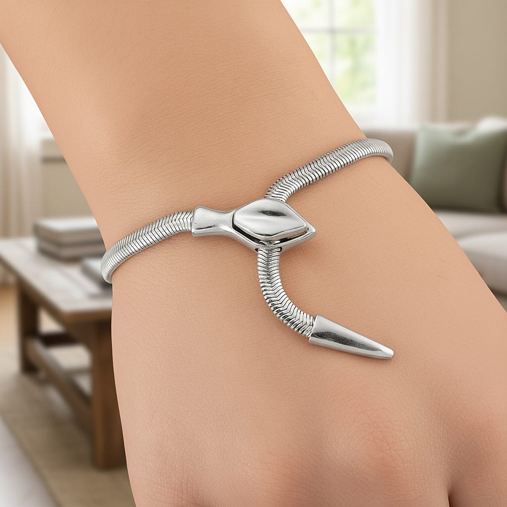 Sleek Snake Bracelet (Size - 9) in Silver Tone 8272578 3