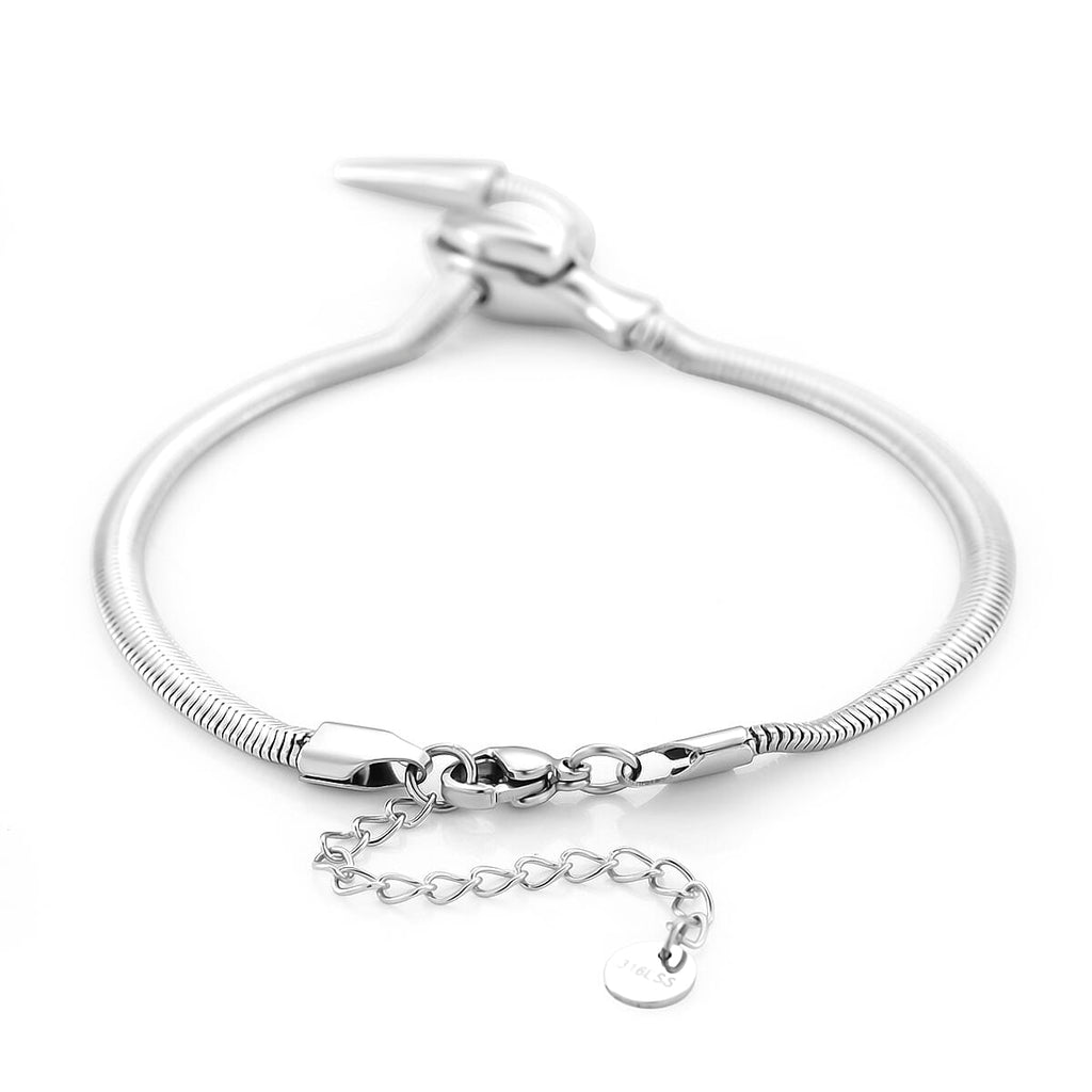 Sleek Snake Bracelet (Size - 9) in Silver Tone