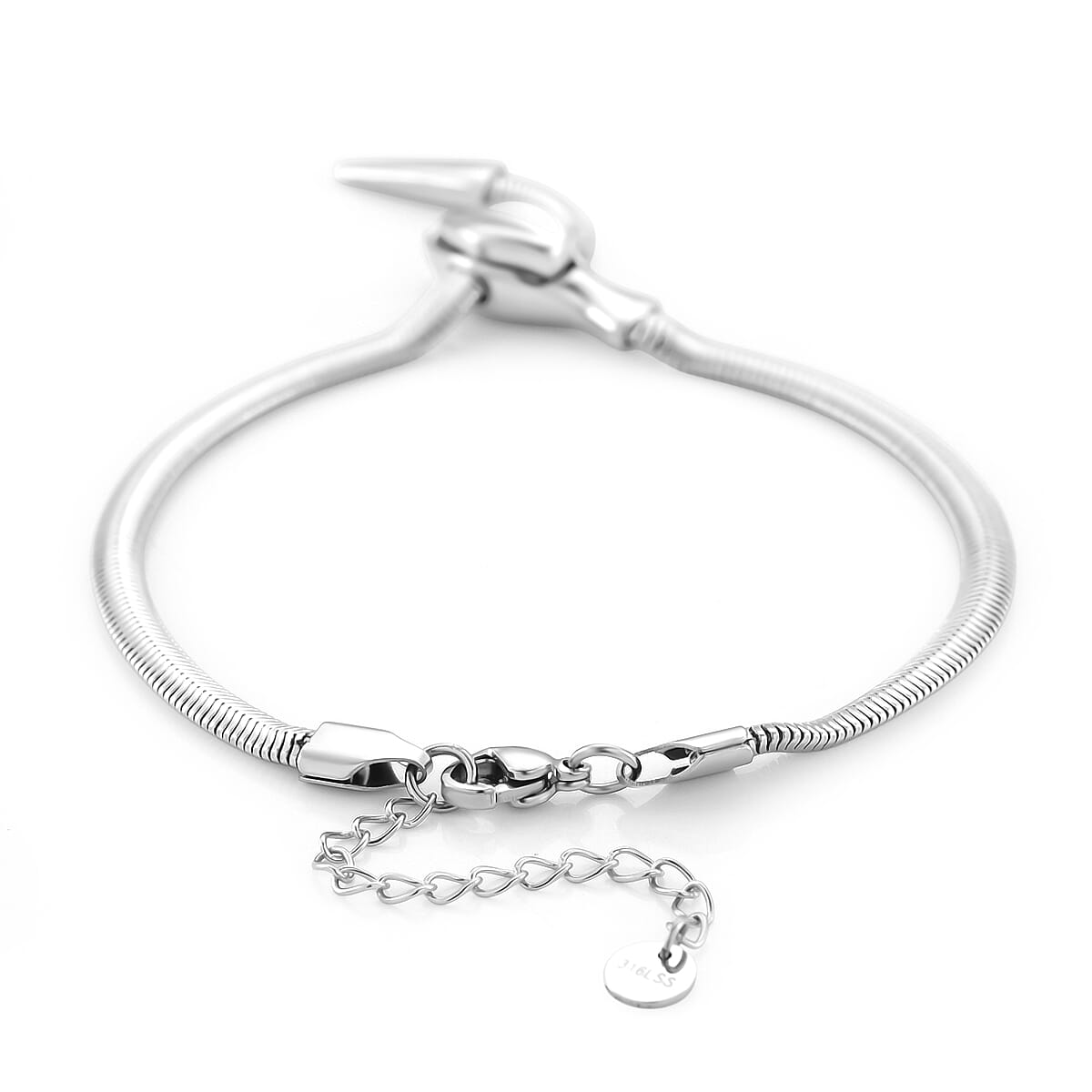 Sleek Snake Bracelet (Size - 9) in Silver Tone 8272578 4