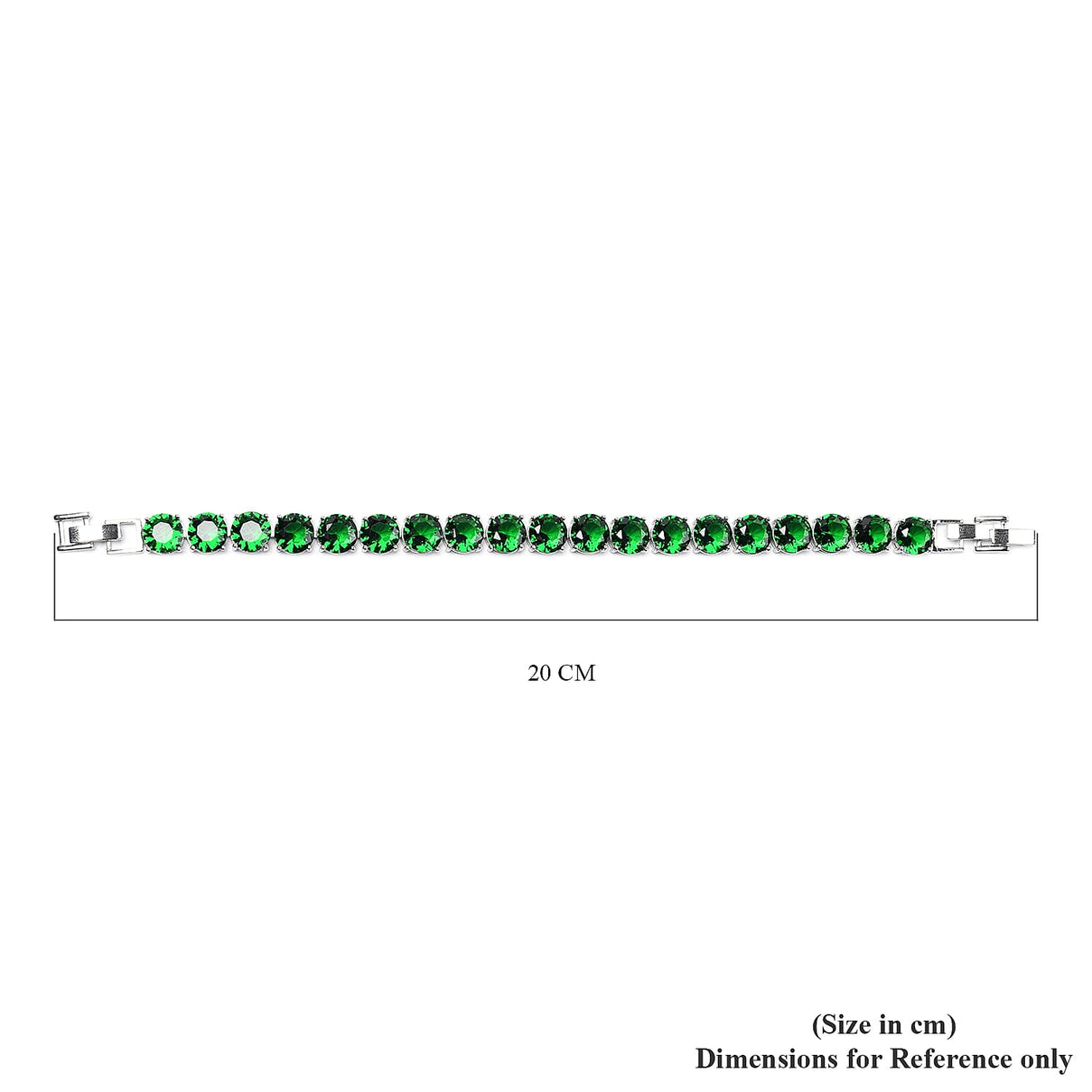 Sleek and Shiny Tennis Bracelet with Simulated Emeralds  in Silver Tone Size 8 with Extender 3667568 5