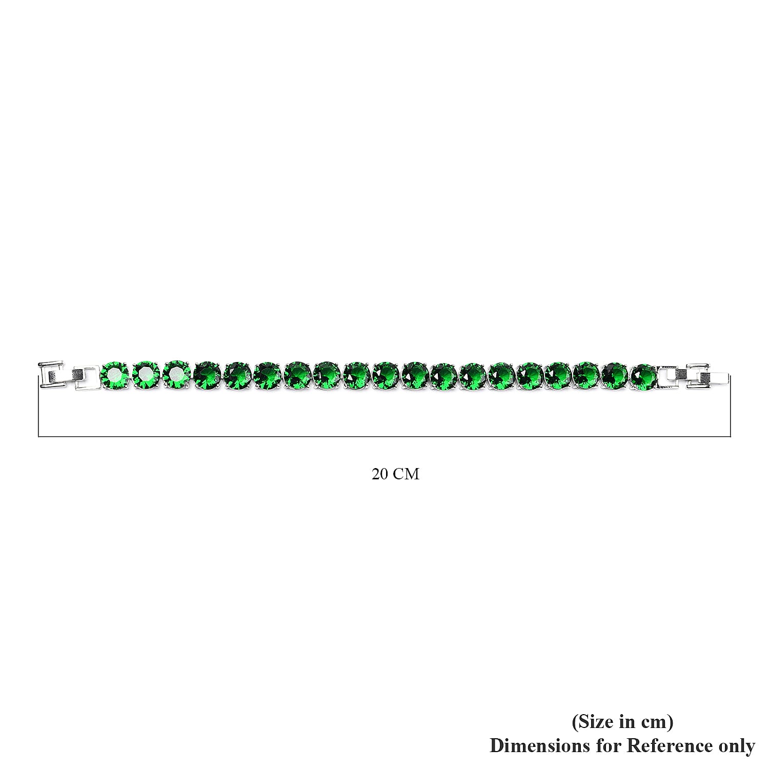 Sleek and Shiny Tennis Bracelet with Simulated Emeralds  in Silver Tone Size 8 with Extender 3667568 5
