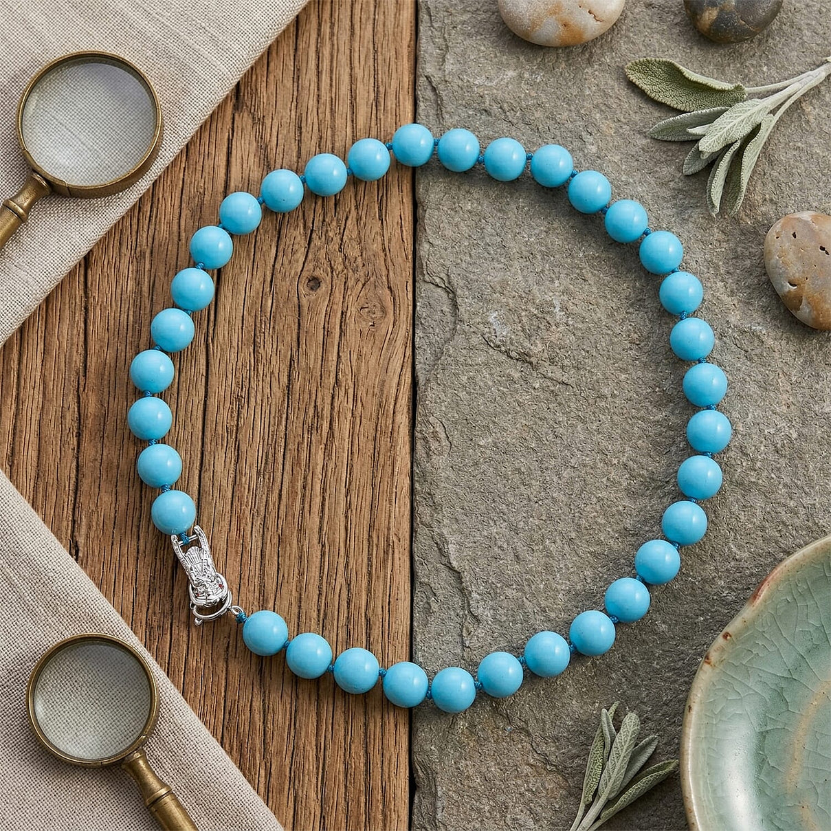 Sleeping Beauty Color Shell Pearl Beads Necklace (Size - 20) 350.00 Ct. V32519075 3