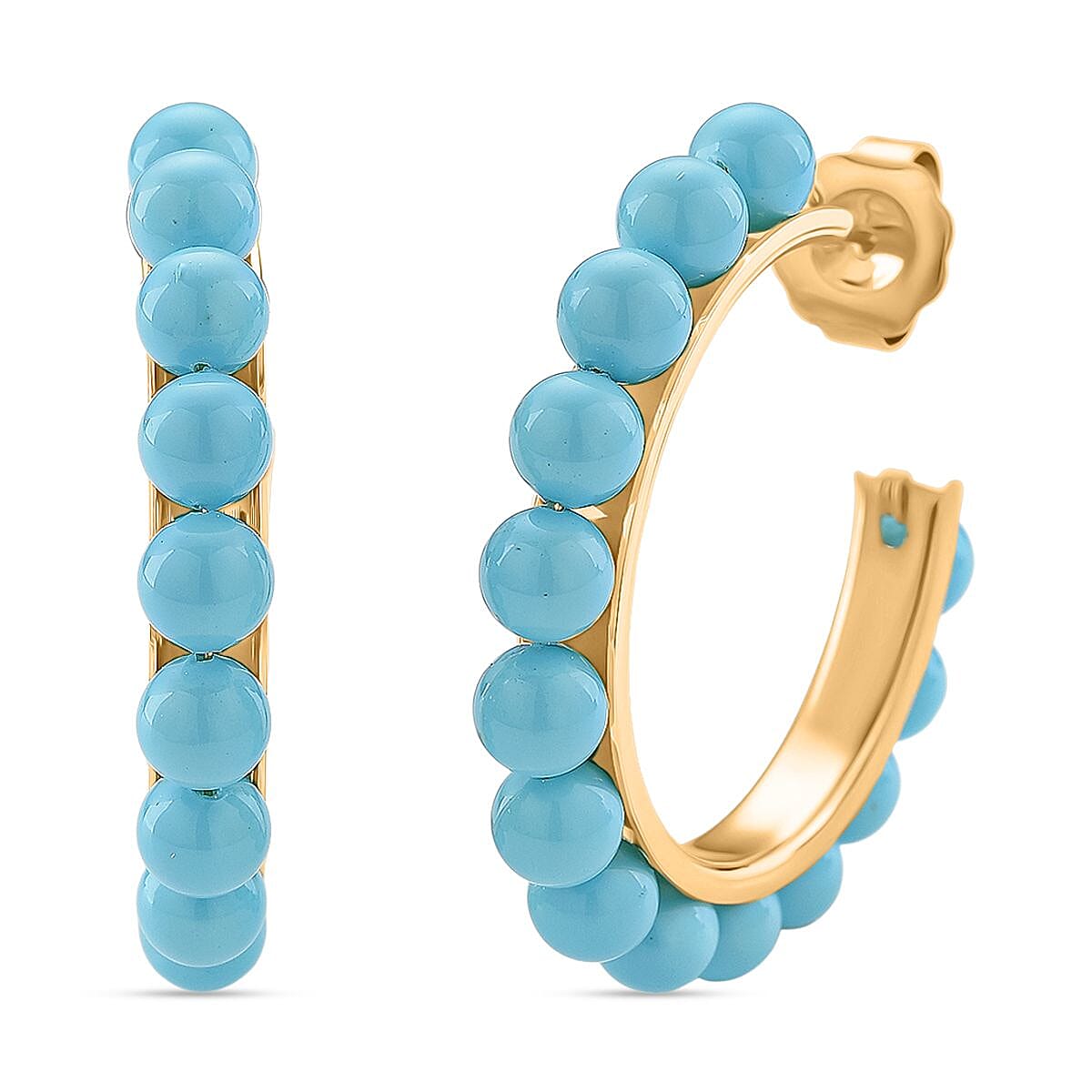 Sleeping Beauty Colour Shell Pearl Earrings with Push Backs in Yellow Gold Plated 20.00 Ct. 8162546 0