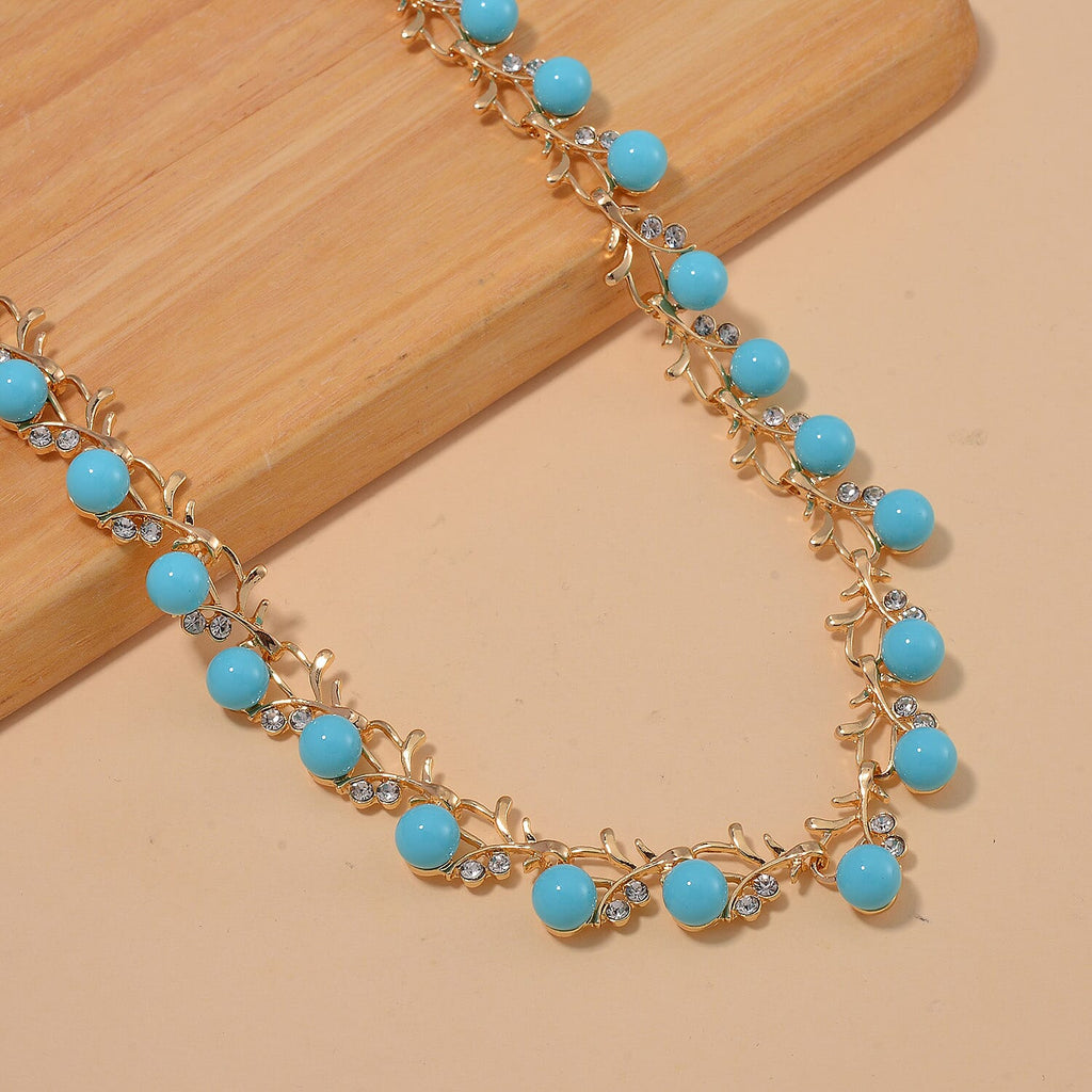 Sleeping Beauty Shell Pearl & White Crystal Necklace (Size - 18-2 Ext) in Yellow Tone 100.20 Ct.